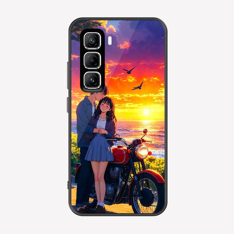 Infinix Hot 50 Pro Cover - Love Couple Series - Premium Printed Metal soft Bumper shock Proof Case