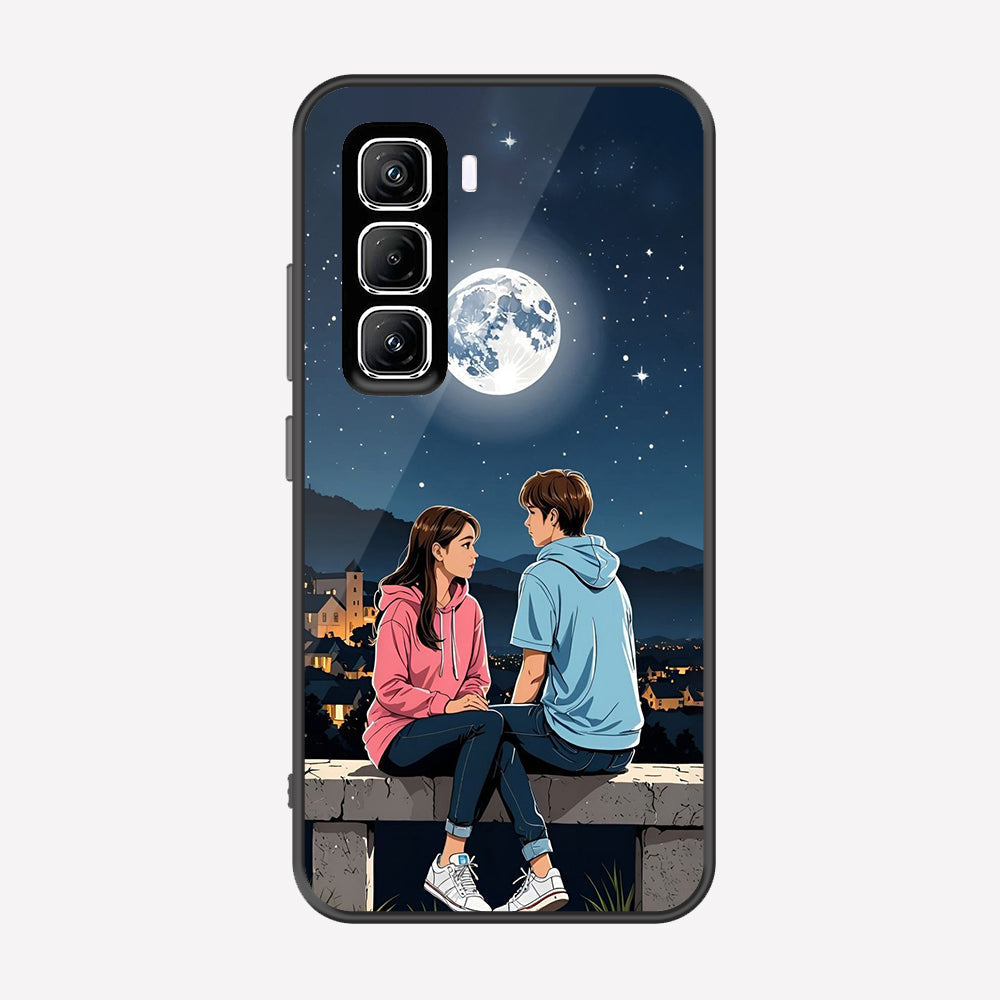 Infinix Hot 50 Pro Plus Cover - Love Couple Series - Premium Printed Metal soft Bumper shock Proof Case