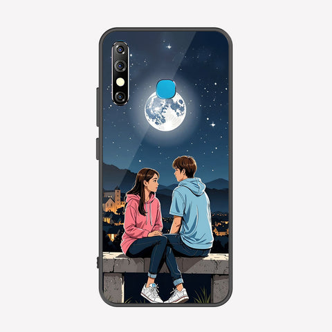 Tecno Spark 4 Cover - Love Couple Series - Premium Printed Metal soft Bumper shock Proof Case