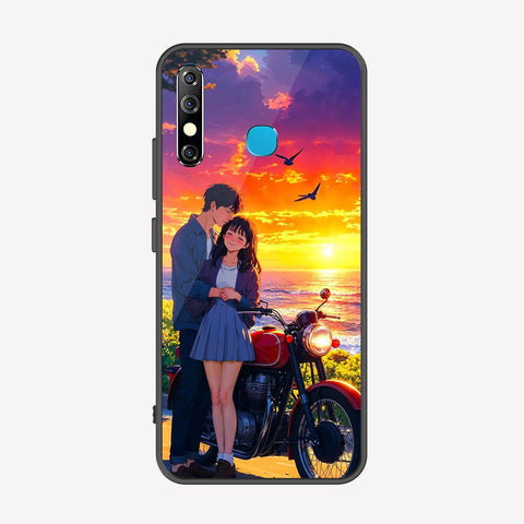 Tecno Spark 4 Cover - Love Couple Series - Premium Printed Metal soft Bumper shock Proof Case
