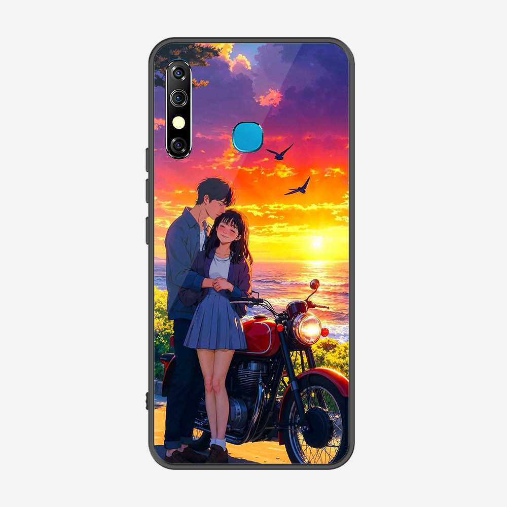 Tecno Spark 4 Cover - Love Couple Series - Premium Printed Metal soft Bumper shock Proof Case