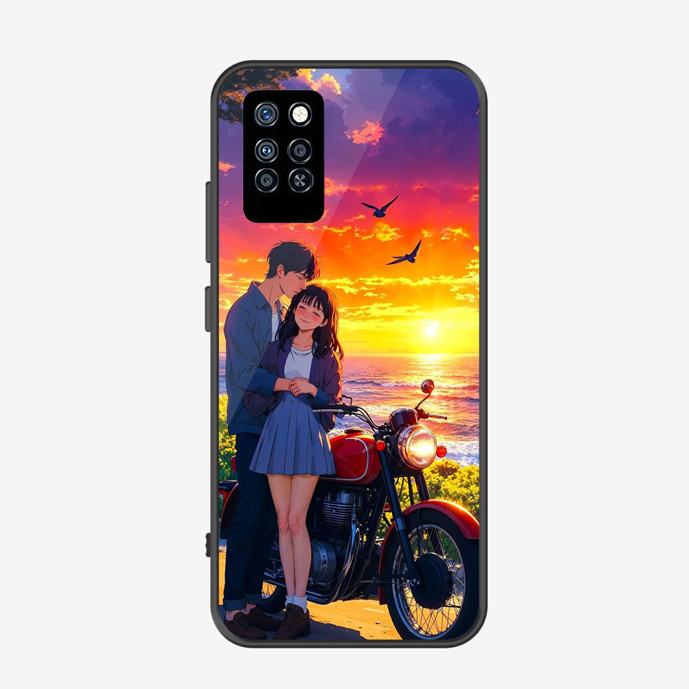 Infinix Note 10 Pro Cover - Love Couple Series - Premium Printed Metal soft Bumper shock Proof Case