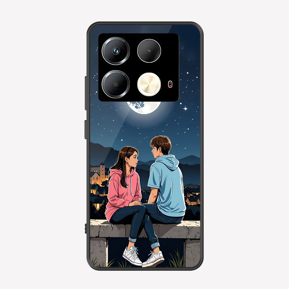 Infinix Note 40 Pro Plus Cover - Love Couple Series - Premium Printed Metal soft Bumper shock Proof Case