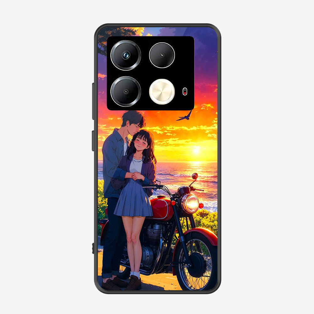 Infinix Note 40 Pro Plus Cover - Love Couple Series - Premium Printed Metal soft Bumper shock Proof Case