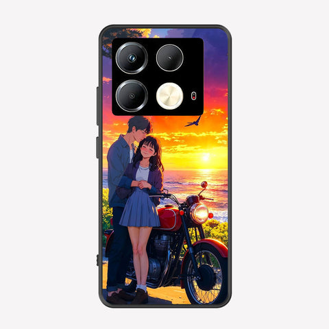 Infinix Note 40 Pro Plus Cover - Love Couple Series - Premium Printed Metal soft Bumper shock Proof Case