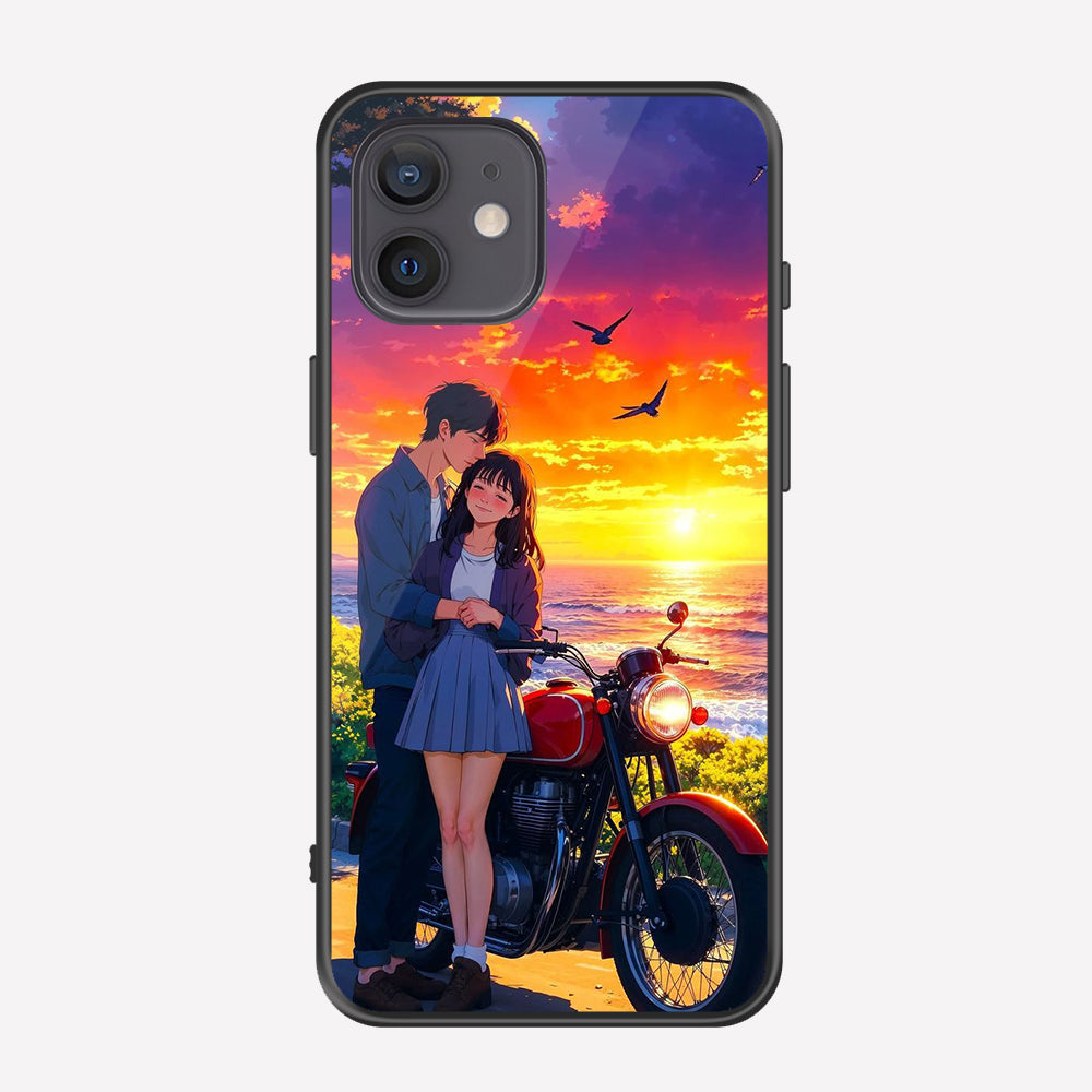 iPhone 12 Cover - Love Couple Series - Premium Printed Metal soft Bumper shock Proof Case