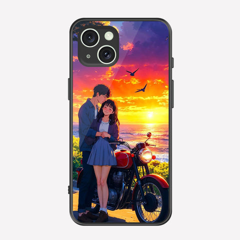 iPhone 14 Cover - Love Couple Series - Premium Printed Metal soft Bumper shock Proof Case