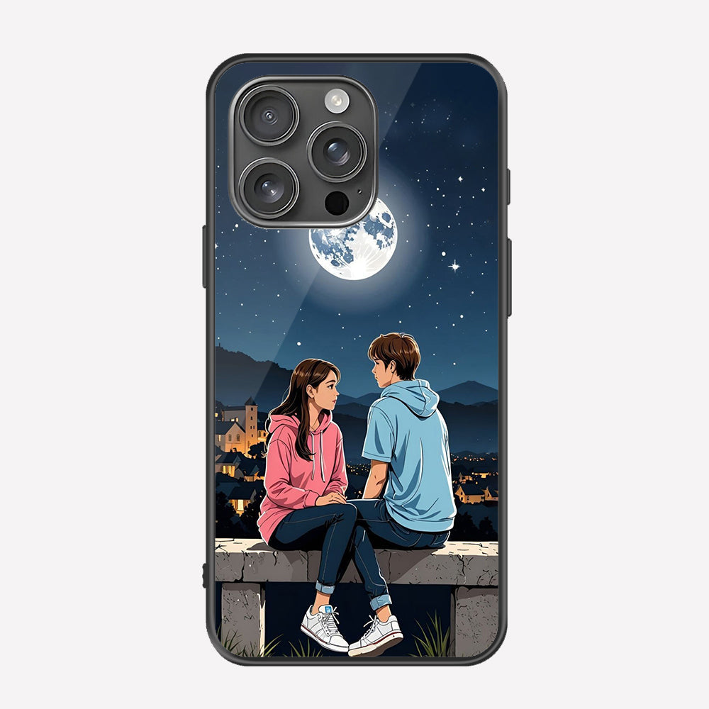 iPhone 15 Pro Cover - Love Couple Series - Premium Printed Metal soft Bumper shock Proof Case