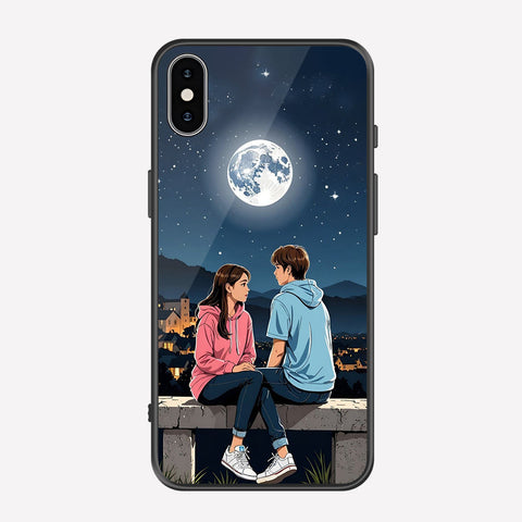 iPhone XS / X Cover - Love Couple Series - Premium Printed Metal soft Bumper shock Proof Case
