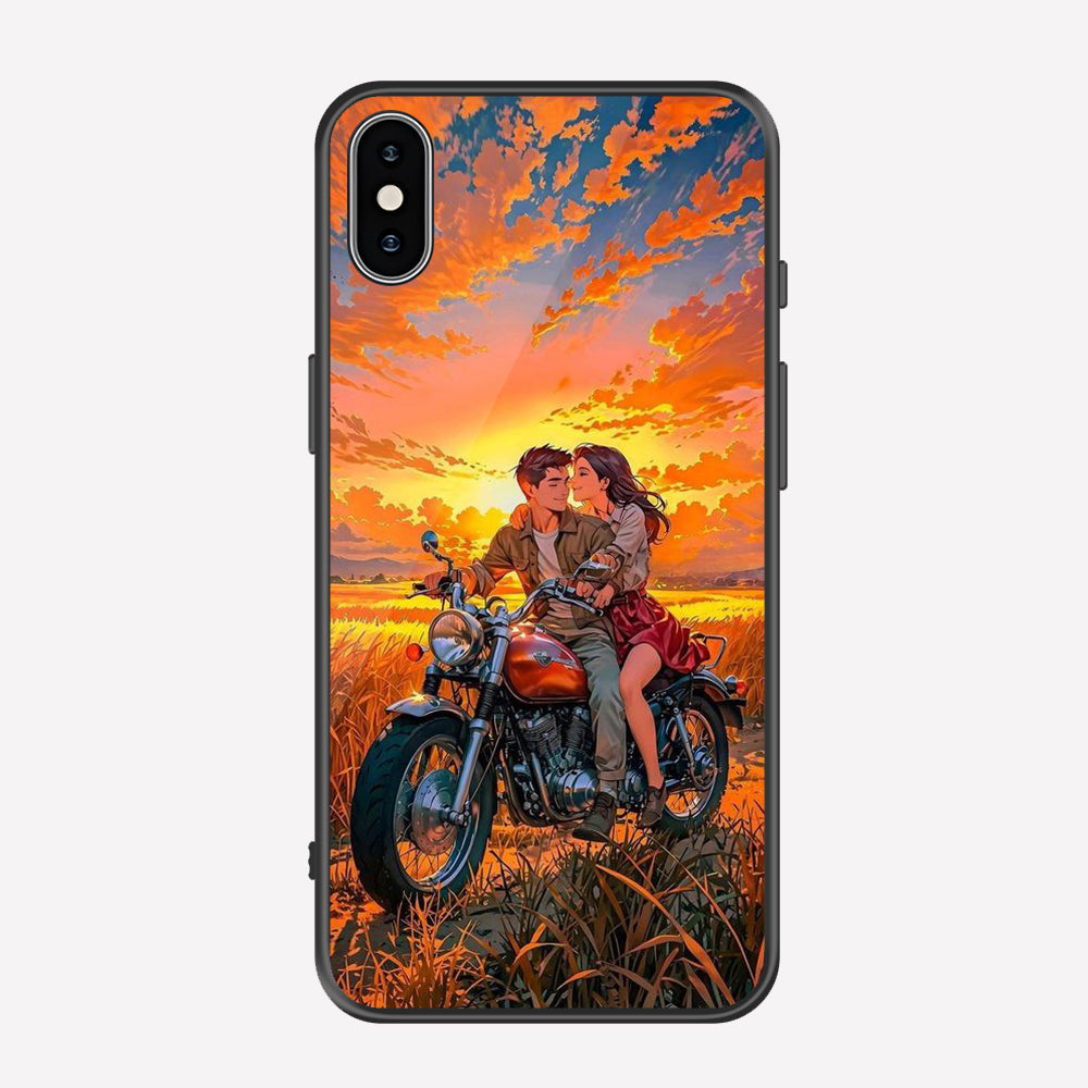 iPhone XS / X Cover - Love Couple Series - Premium Printed Metal soft Bumper shock Proof Case