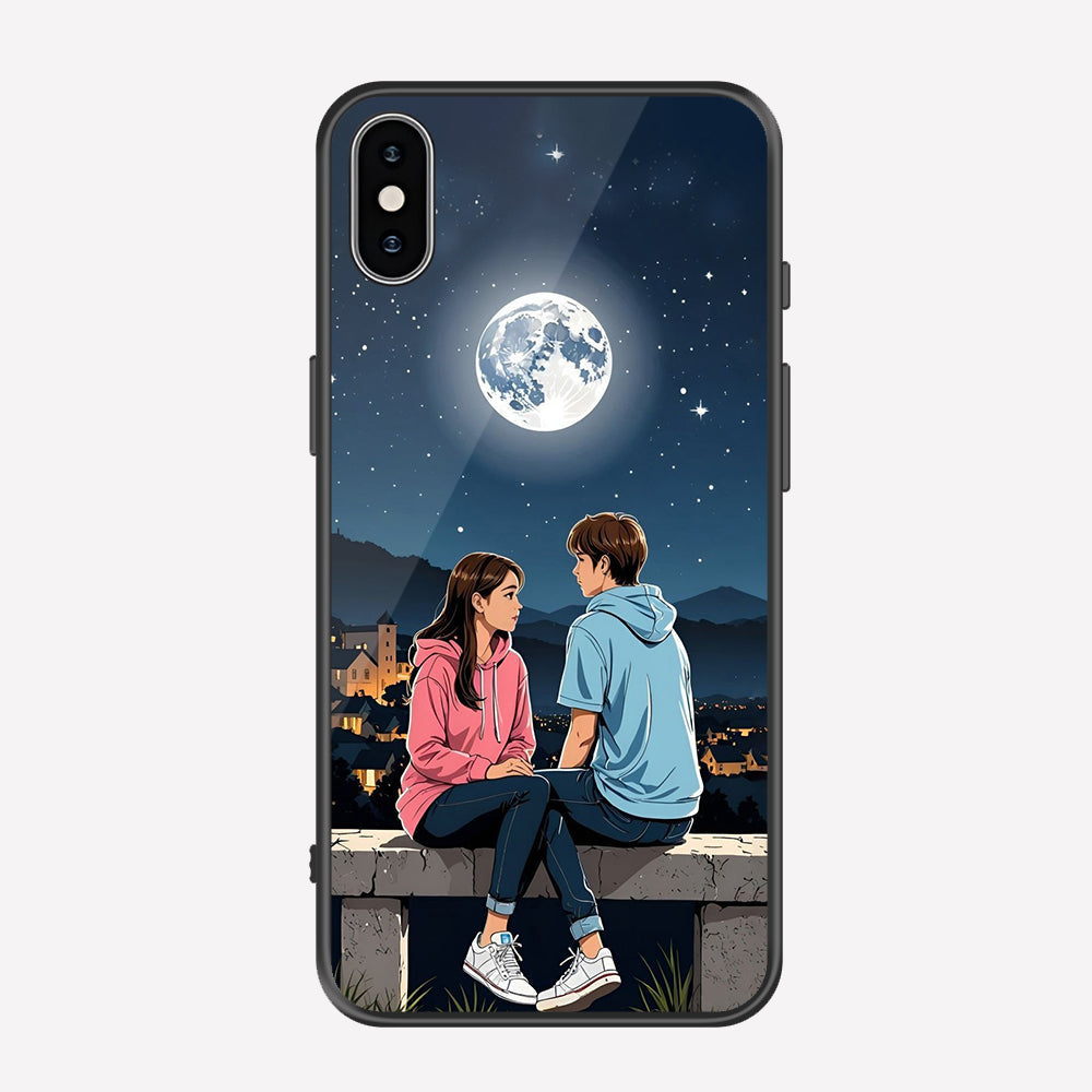 iPhone XS Max Cover - Love Couple Series - Premium Printed Metal soft Bumper shock Proof Case
