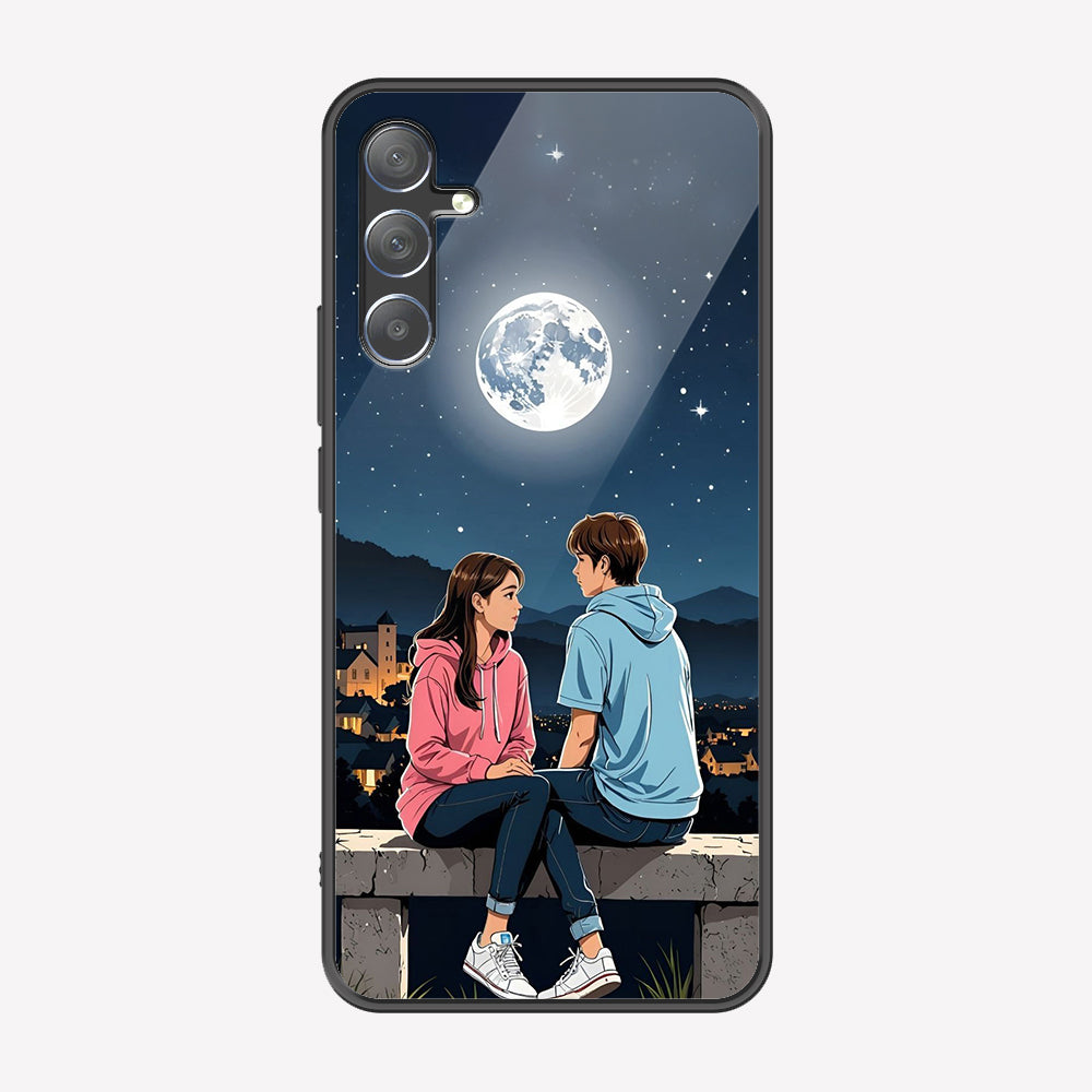 Samsung Galaxy M34 5G Cover - Love Couple Series - Premium Printed Metal soft Bumper shock Proof Case