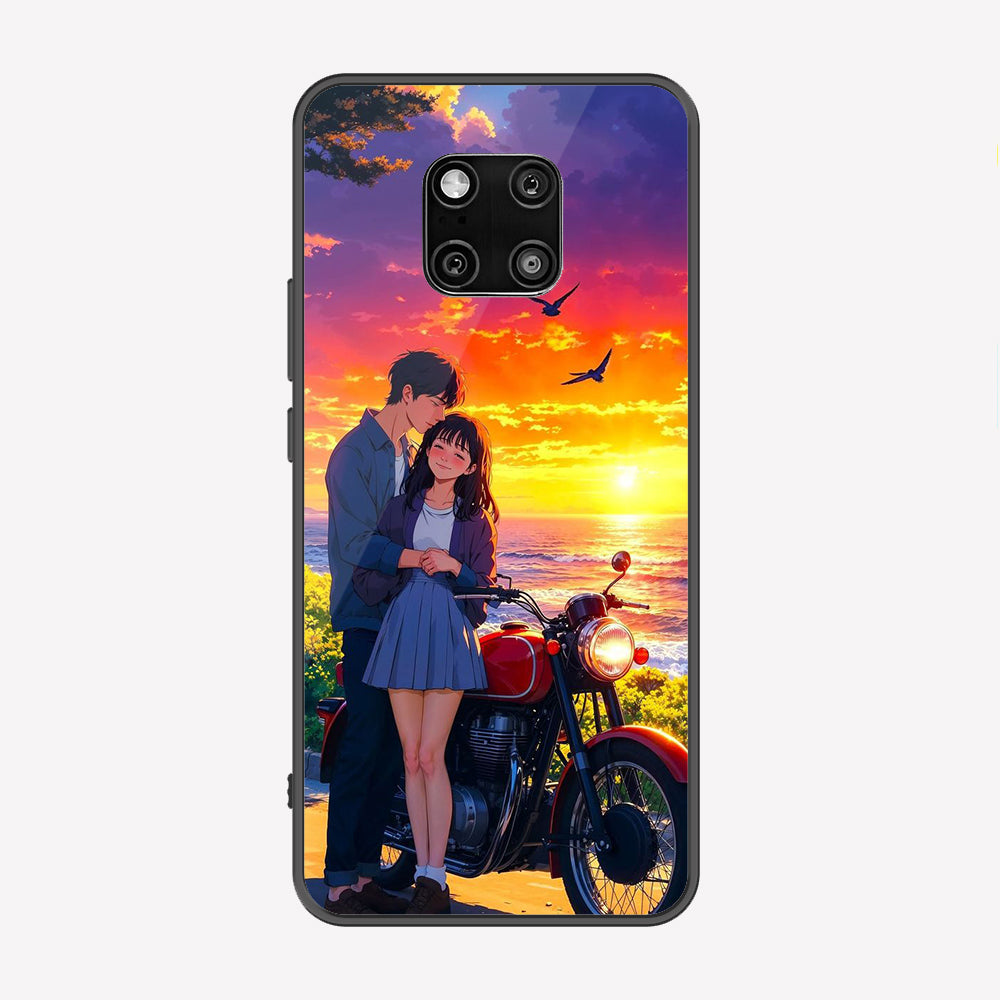Huawei Mate 20 Pro Cover - Love Couple Series - Premium Printed Metal soft Bumper shock Proof Case