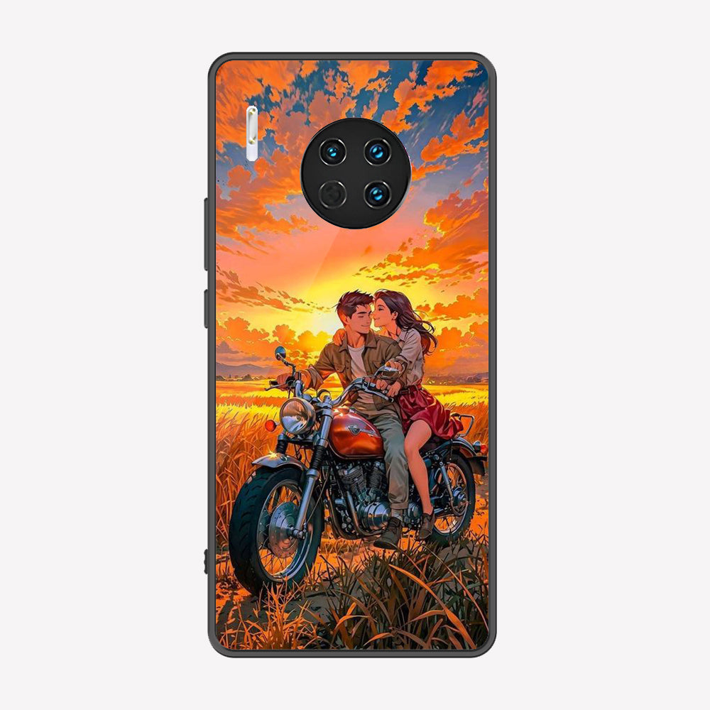 Huawei Mate 30 Cover - Love Couple Series - Premium Printed Metal soft Bumper shock Proof Case