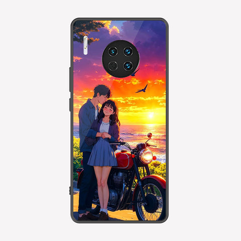 Huawei Mate 30 Cover - Love Couple Series - Premium Printed Metal soft Bumper shock Proof Case