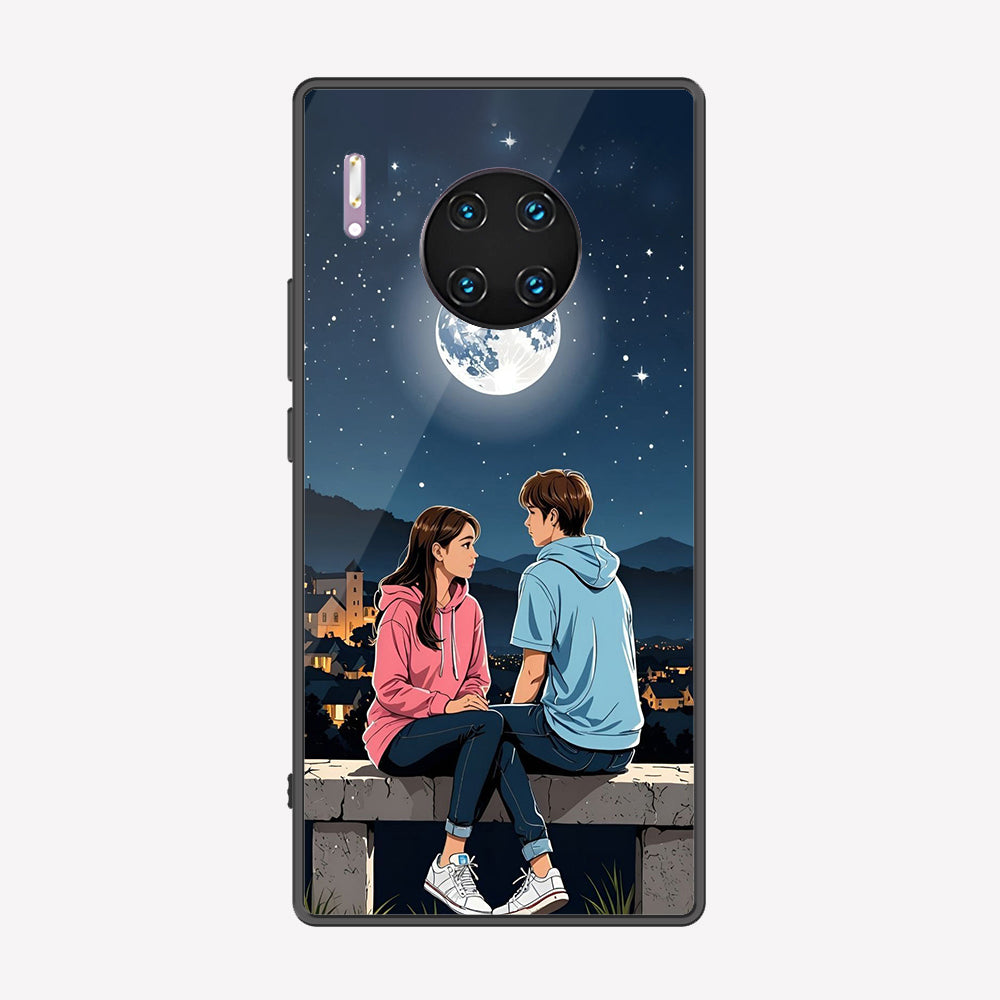 Huawei Mate 30 Pro Cover - Love Couple Series - Premium Printed Metal soft Bumper shock Proof Case