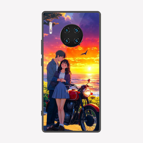 Huawei Mate 30 Pro Cover - Love Couple Series - Premium Printed Metal soft Bumper shock Proof Case