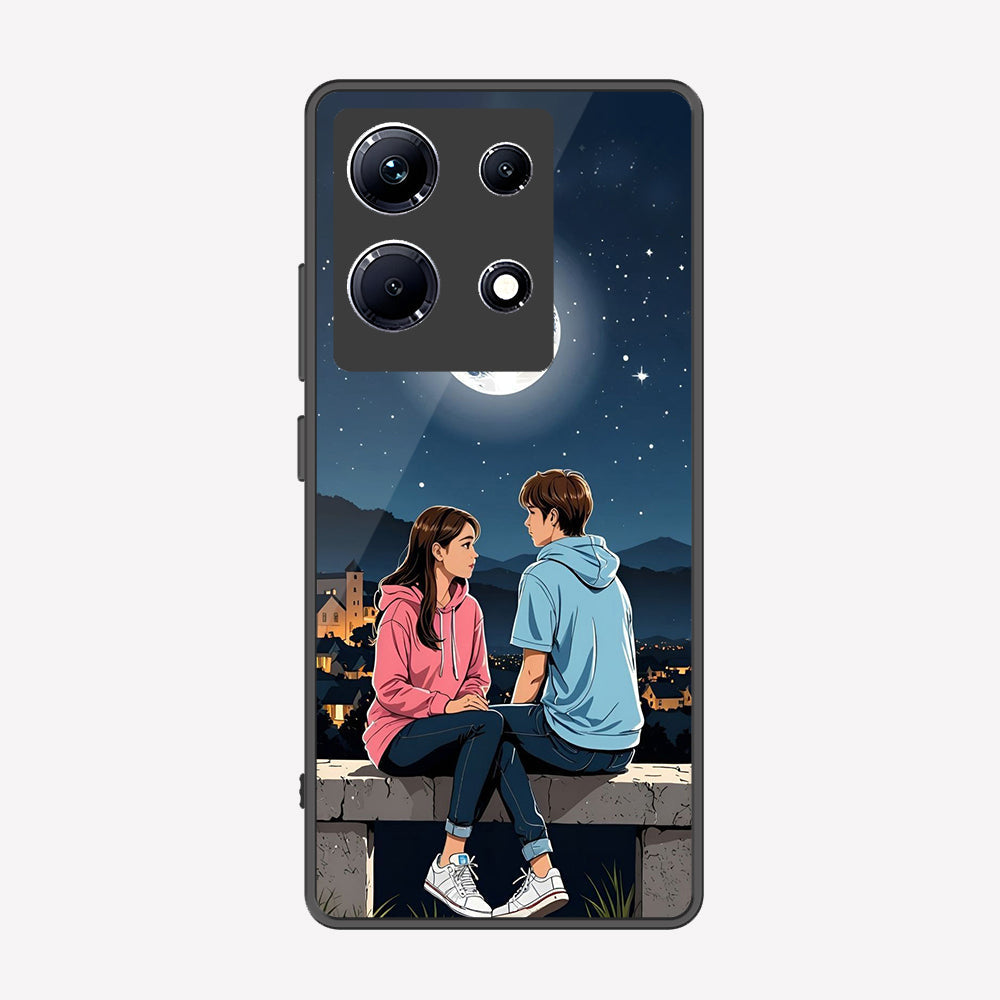 Infinix Note 30 Cover - Love Couple Series - Premium Printed Metal soft Bumper shock Proof Case