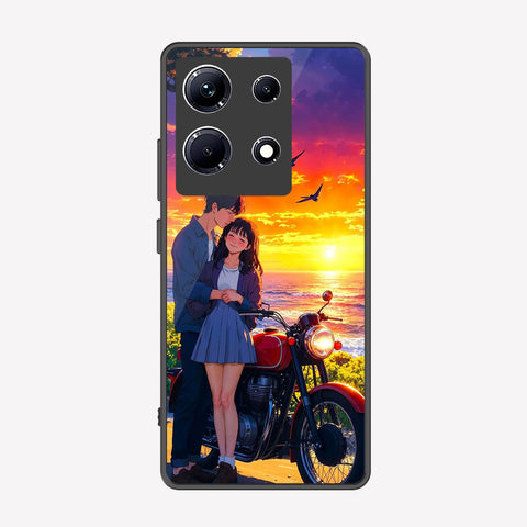 Infinix Note 30 Cover - Love Couple Series - Premium Printed Metal soft Bumper shock Proof Case