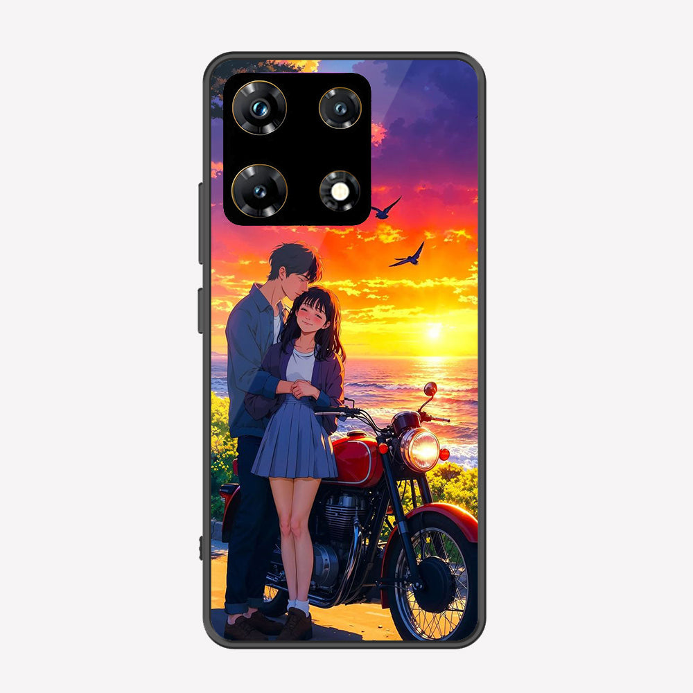 Infinix Note 30 Pro Cover - Love Couple Series - Premium Printed Metal soft Bumper shock Proof Case