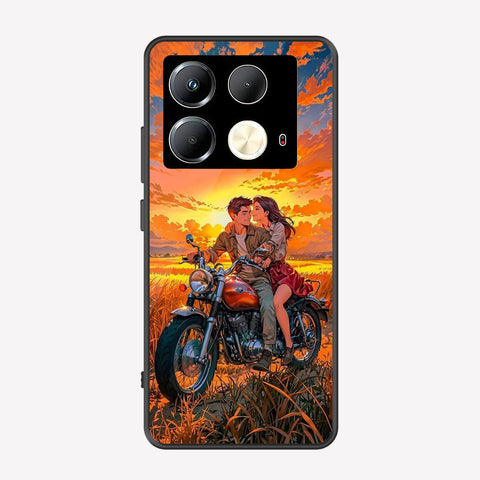Infinix Note 40 Cover - Love Couple Series - Premium Printed Metal soft Bumper shock Proof Case