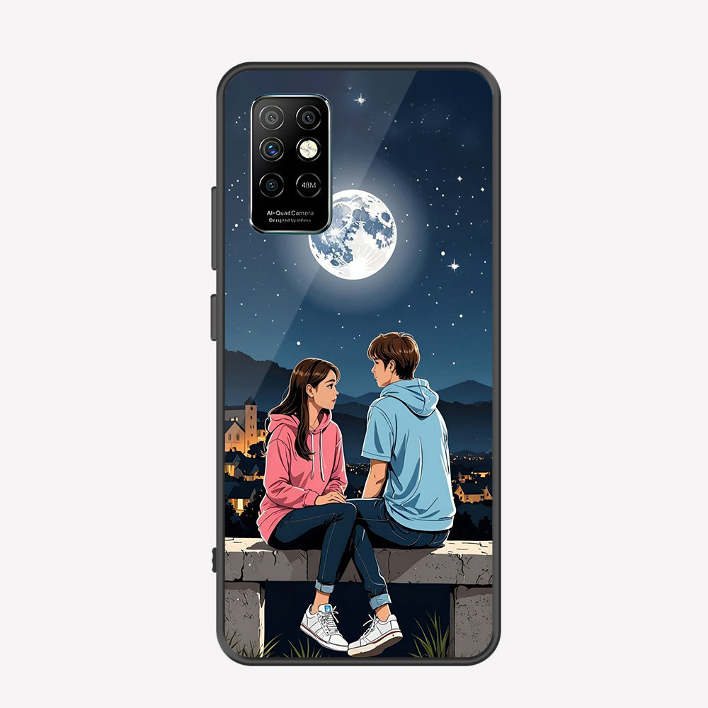 Infinix Note 8i Cover - Love Couple Series - Premium Printed Metal soft Bumper shock Proof Case