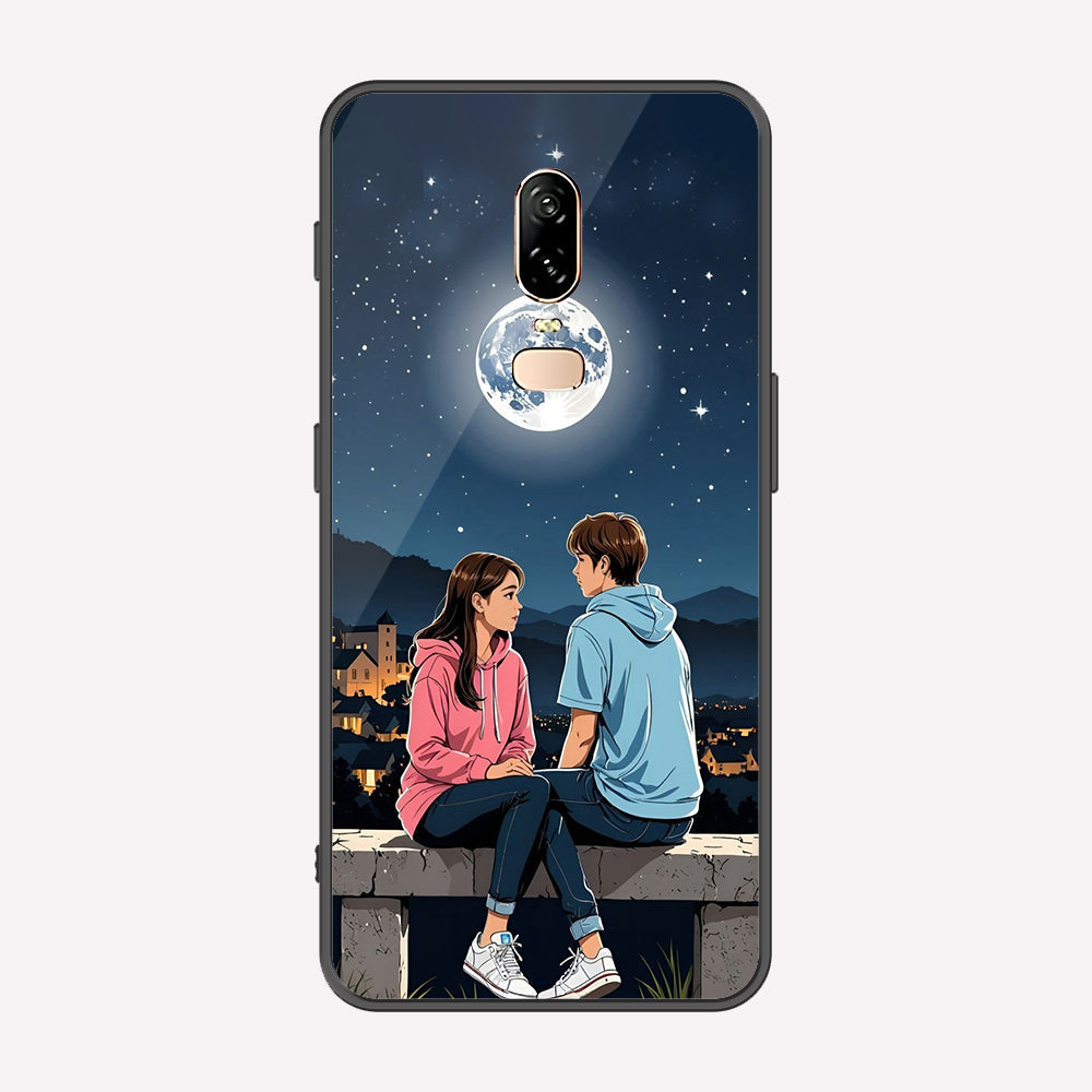 OnePlus 6 Cover - Love Couple Series - Premium Printed Metal soft Bumper shock Proof Case