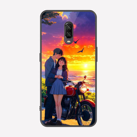 OnePlus 6T Cover - Love Couple Series - Premium Printed Metal soft Bumper shock Proof Case