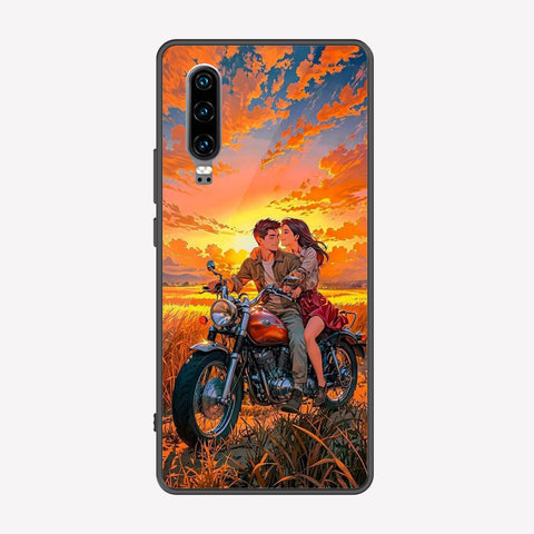 Huawei P30 Cover - Love Couple Series - Premium Printed Metal soft Bumper shock Proof Case