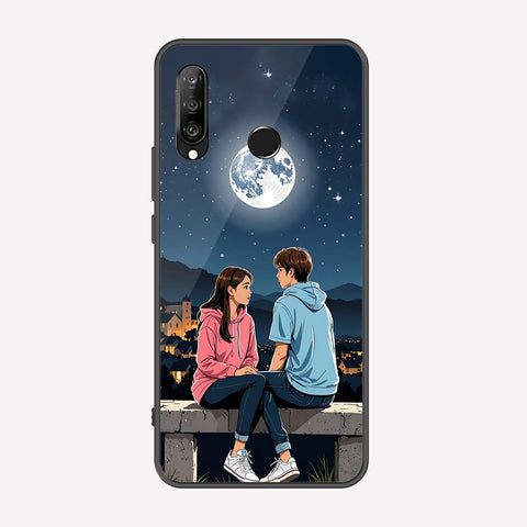 Huawei P30 lite Cover - Love Couple Series - Premium Printed Metal soft Bumper shock Proof Case