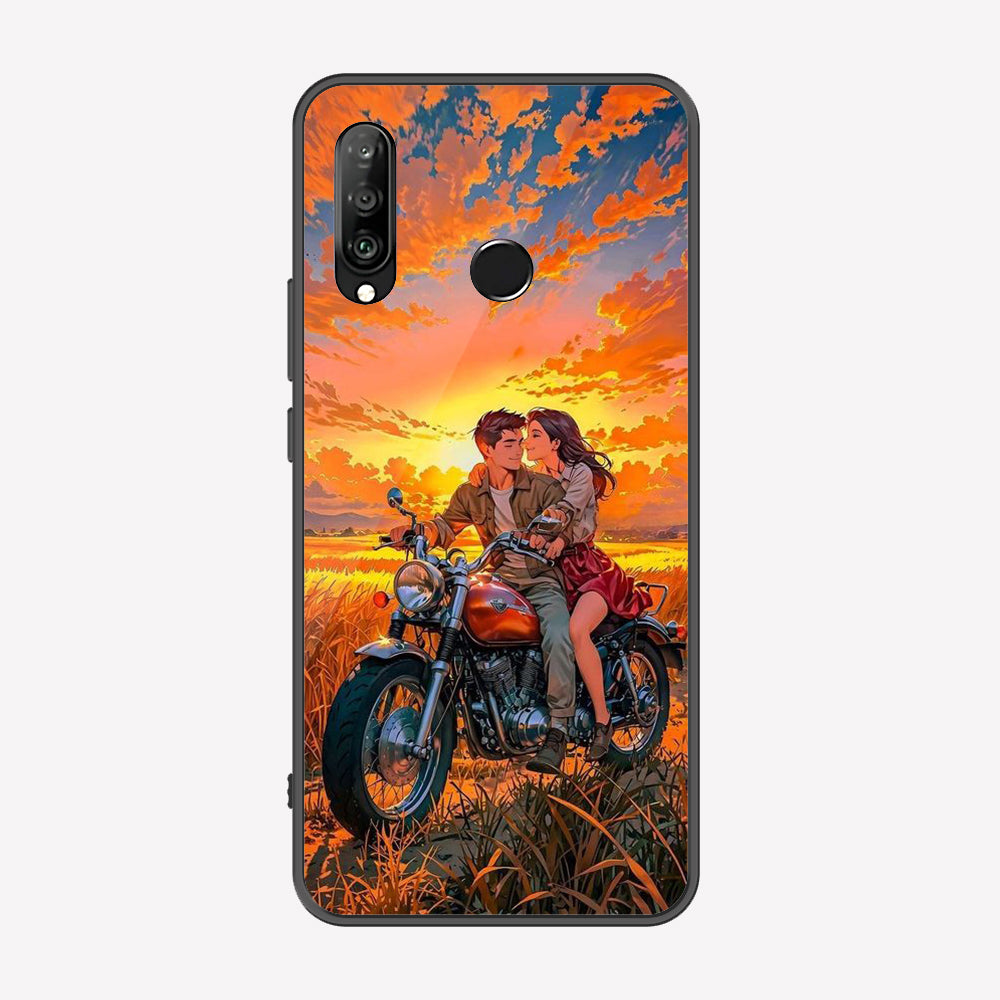Huawei P30 lite Cover - Love Couple Series - Premium Printed Metal soft Bumper shock Proof Case