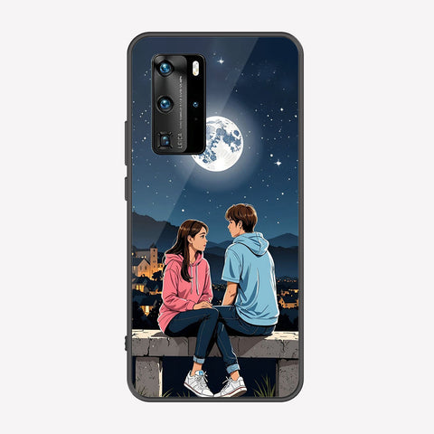 Huawei P40 Pro  Cover - Love Couple Series - Premium Printed Metal soft Bumper shock Proof Case