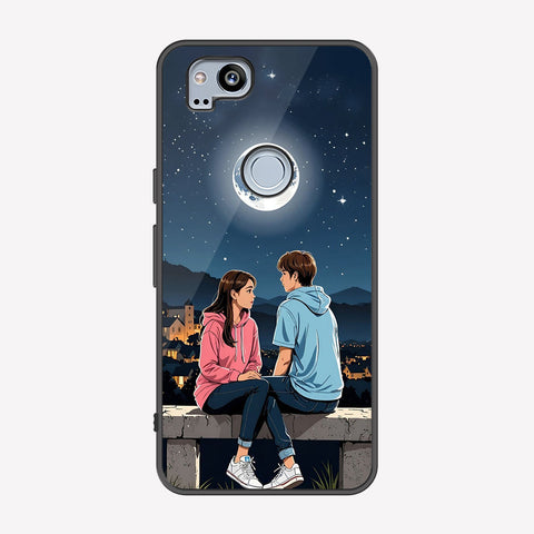 Google Pixel 2 Cover - Love Couple Series - Premium Printed Metal soft Bumper shock Proof Case
