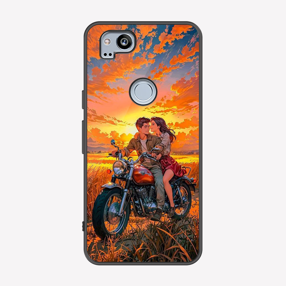 Google Pixel 2 Cover - Love Couple Series - Premium Printed Metal soft Bumper shock Proof Case