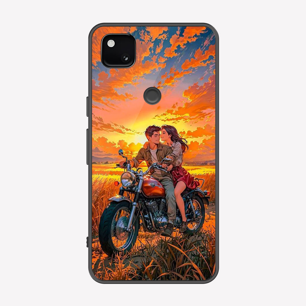 Google Pixel 4a 4G Cover - Love Couple Series - Premium Printed Metal soft Bumper shock Proof Case