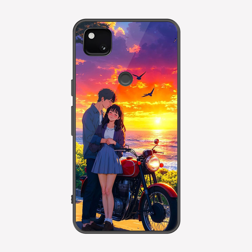 Google Pixel 4a 4G Cover - Love Couple Series - Premium Printed Metal soft Bumper shock Proof Case