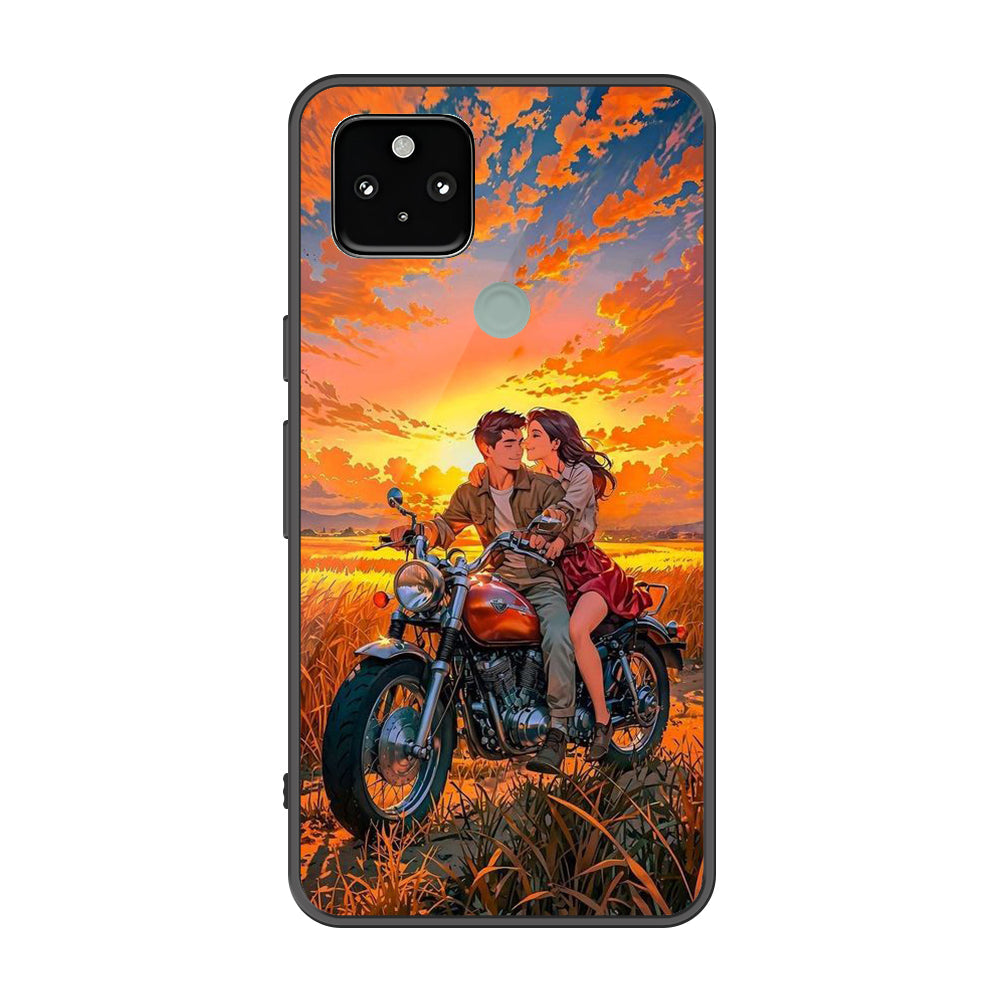 Google Pixel 5 Cover - Love Couple Series - Premium Printed Metal soft Bumper shock Proof Case