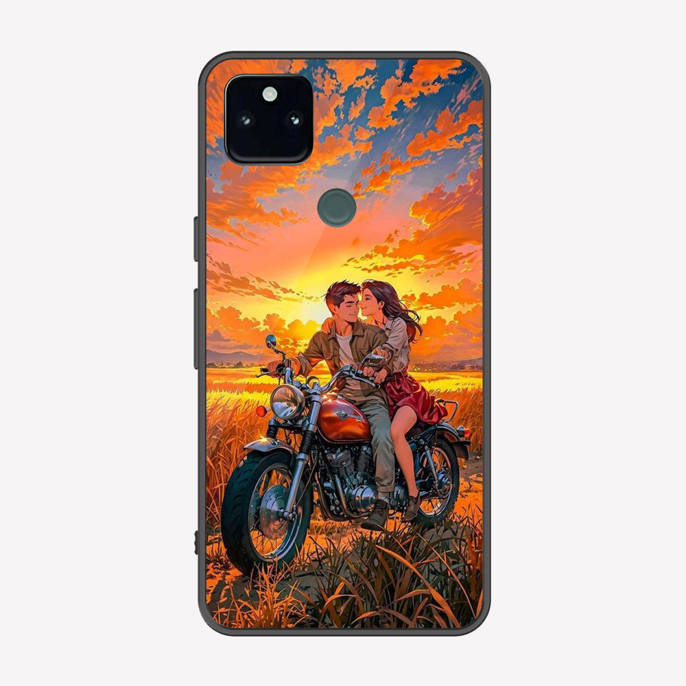Google Pixel 5a 5G Cover - Love Couple Series - Premium Printed Metal soft Bumper shock Proof Case
