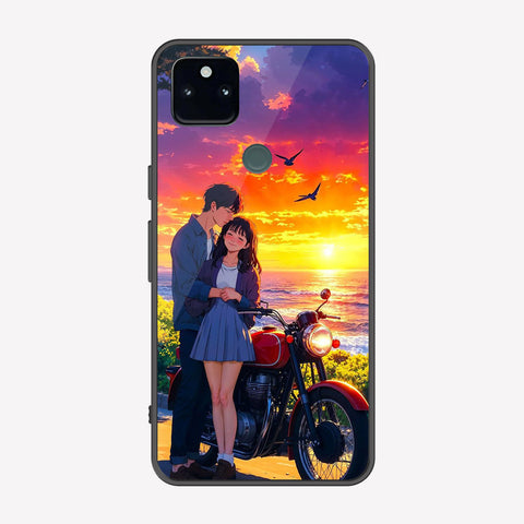 Google Pixel 5a 5G Cover - Love Couple Series - Premium Printed Metal soft Bumper shock Proof Case