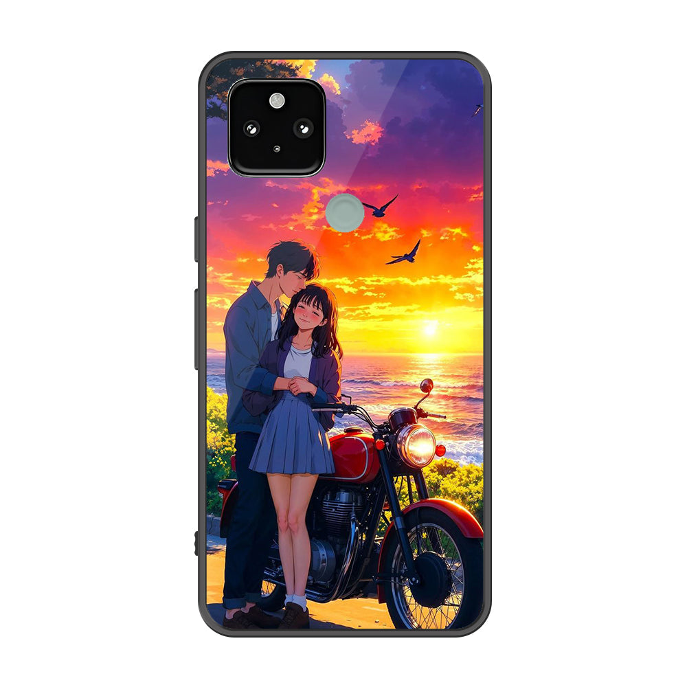 Google Pixel 4a 5G Cover - Love Couple Series - Premium Printed Metal soft Bumper shock Proof Case