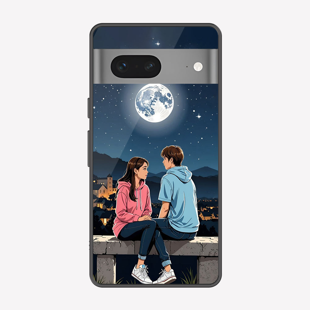 Google Pixel 7 Cover - Love Couple Series - Premium Printed Metal soft Bumper shock Proof Case