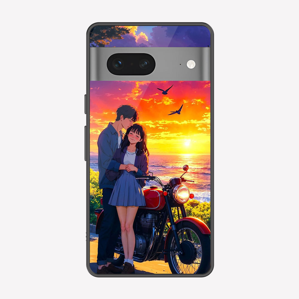 Google Pixel 7 Cover - Love Couple Series - Premium Printed Metal soft Bumper shock Proof Case