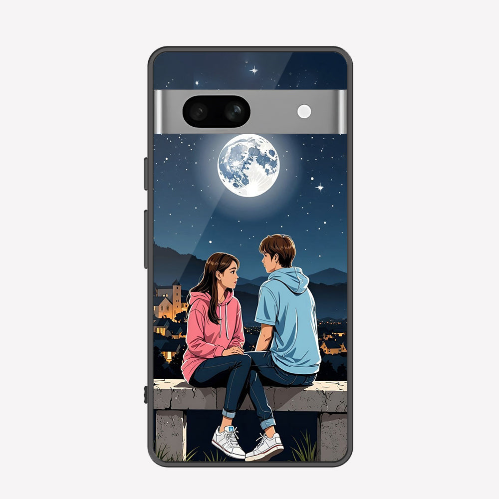 Google Pixel 7a Cover - Love Couple Series - Premium Printed Metal soft Bumper shock Proof Case