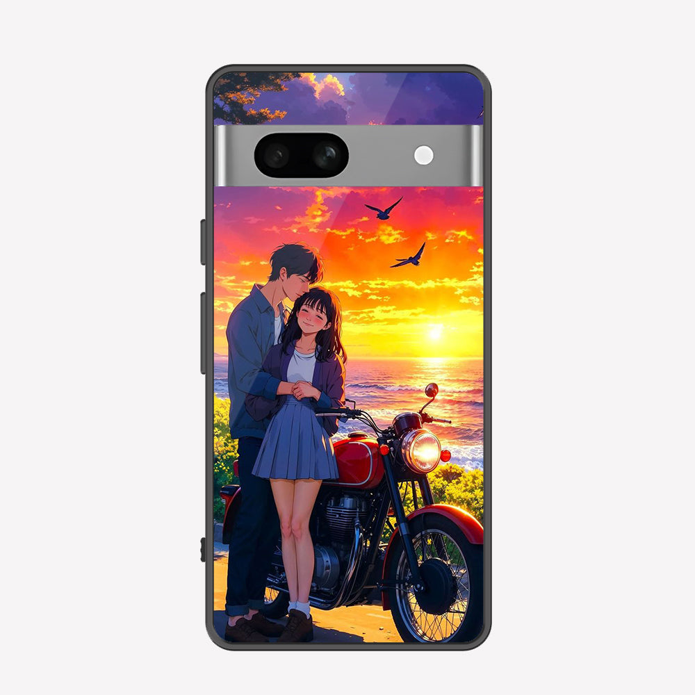 Google Pixel 7a Cover - Love Couple Series - Premium Printed Metal soft Bumper shock Proof Case