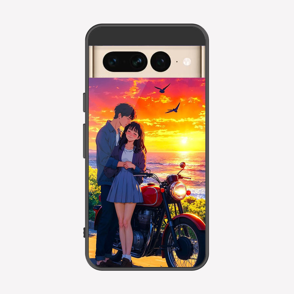 Google Pixel 7 Pro Cover - Love Couple Series - Premium Printed Metal soft Bumper shock Proof Case