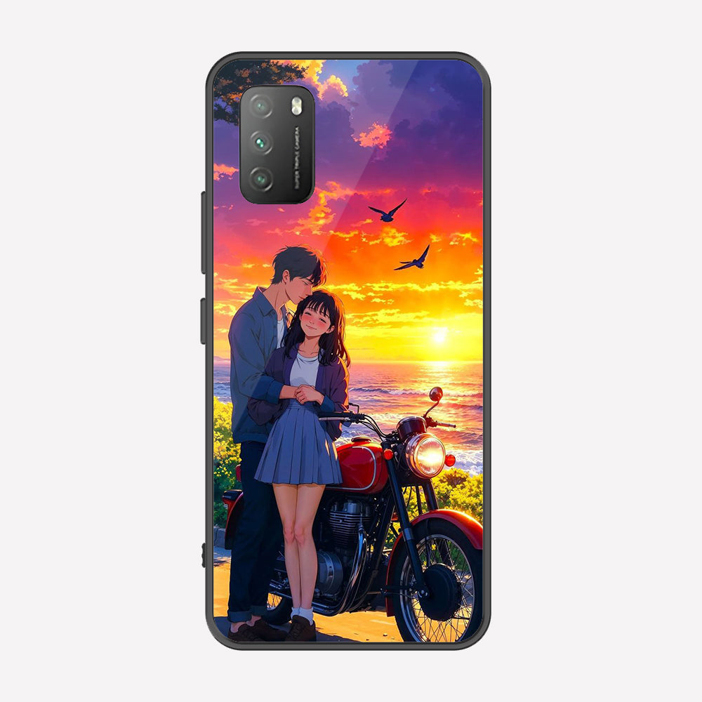 Xiaomi Poco M3 Cover - Love Couple Series - Premium Printed Metal soft Bumper shock Proof Case