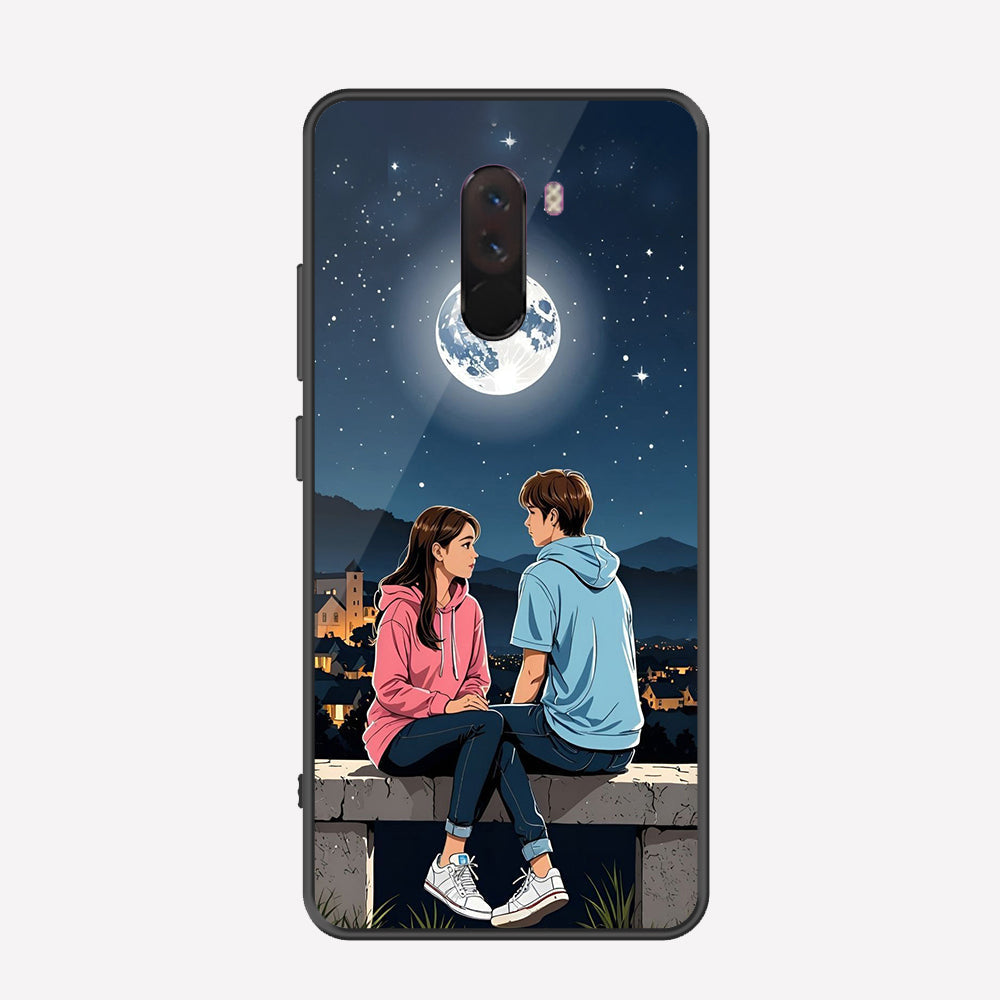 Xiaomi Pocophone F1 Cover - Love Couple Series - Premium Printed Metal soft Bumper shock Proof Case