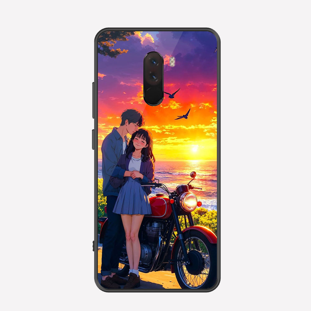 Xiaomi Pocophone F1 Cover - Love Couple Series - Premium Printed Metal soft Bumper shock Proof Case