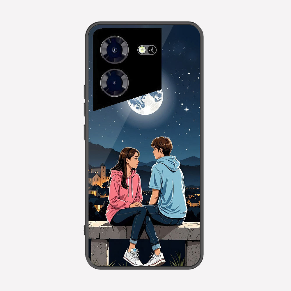 Tecno Pova 5 Cover - Love Couple Series - Premium Printed Metal soft Bumper shock Proof Case