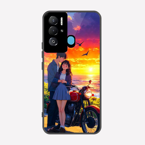 Tecno Pova Neo Cover - Love Couple Series - Premium Printed Metal soft Bumper shock Proof Case